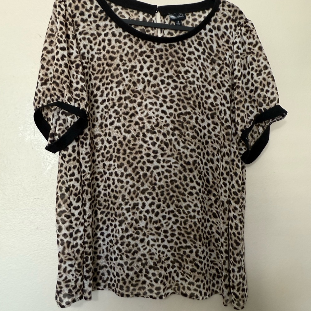 Leopard Print Women's Top with Black Accents